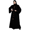 Loose fit abaya with embroidery button work- Black Loose fit abaya with embroidery button work- Black